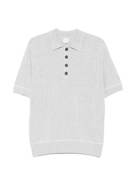 Scurt tricou polo Eleventy tricotate gri