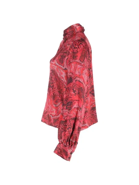 Bluză Ganni cu imagine cu imprimeu animal print roșu