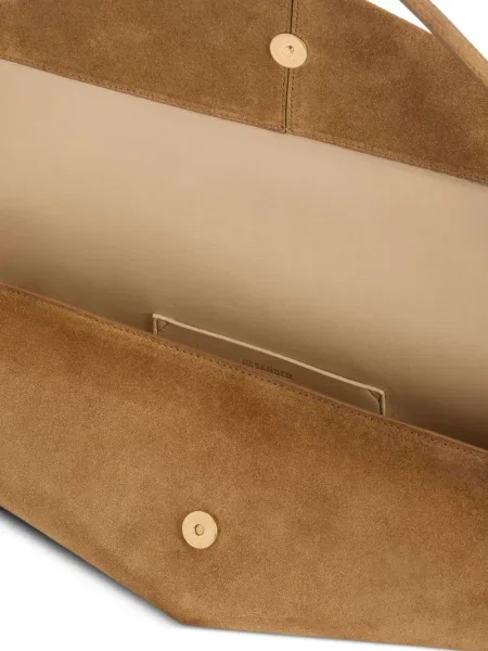 Geantă Jil Sander din piele de căprioară maro