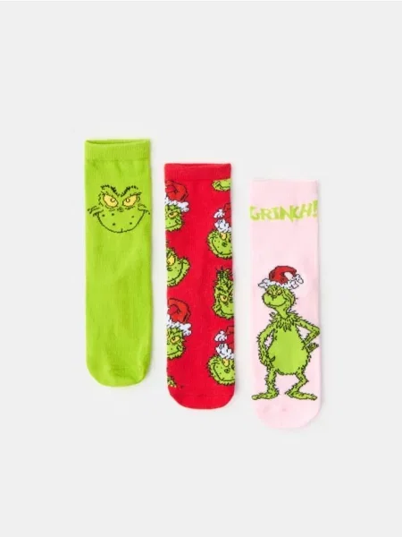 Sinsay Ponožky s bavlnou balení 3 párů Grinch vícebarevná