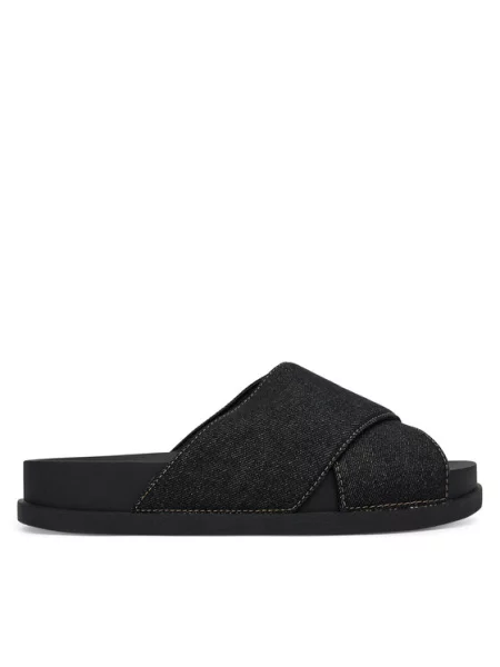 Tommy Jeans Чехли Tjw Comfort Slides Washed Denim черен