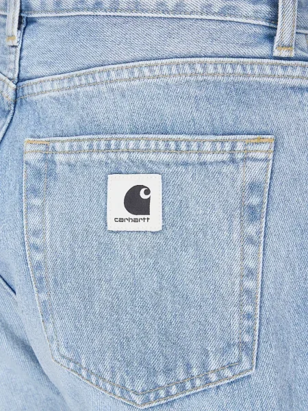 Pantaloni Carhartt Wip cu autograf albastru