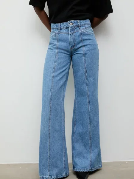 Answear.LAB blugi bootcut femei albastru