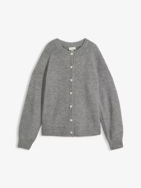 Sweter rozpinany z w kształcie serca szary