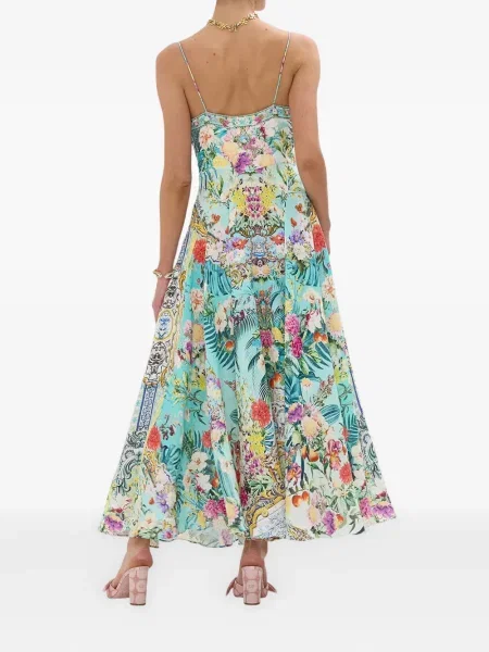 Rochie maxi Camilla cu model floral albastru
