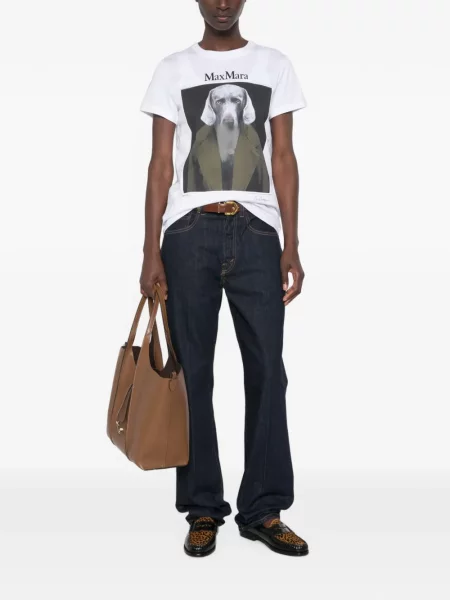 Scurt tricou Max Mara cu imagine alb