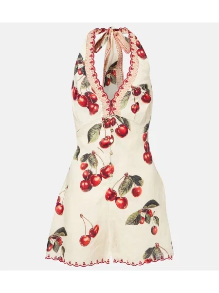 Salopetă Camilla de in cu imagine bej