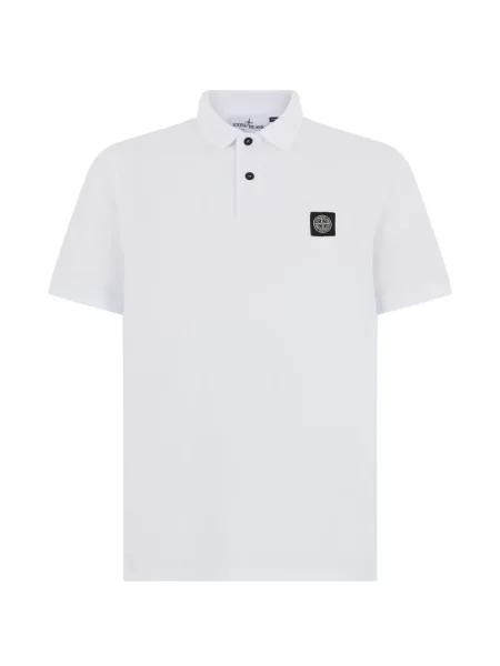 Tricou polo Stone Island cu strasuri alb