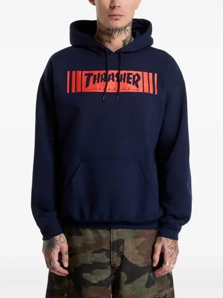 Hanorac cu glugă Thrasher cu imagine albastru