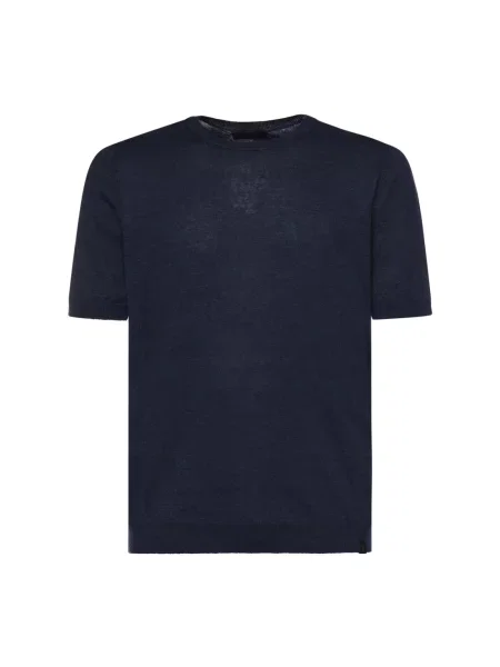 Dzianinowy sweter Fay z krótkim rękawem niebieski