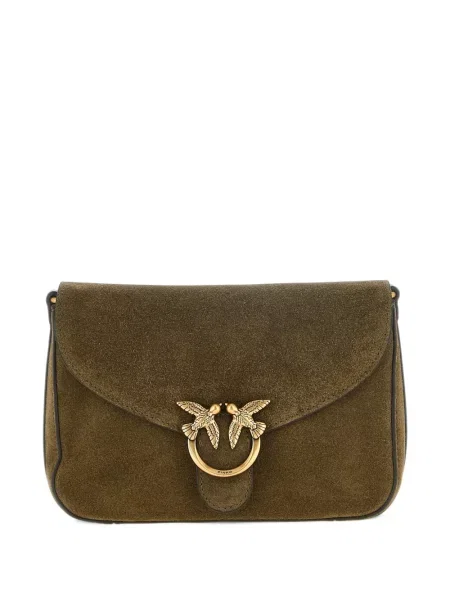 Geanta crossbody Pinko din piele de căprioară verde