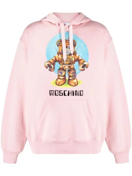 Hanorac cu glugă Moschino cu imagine teddy roz