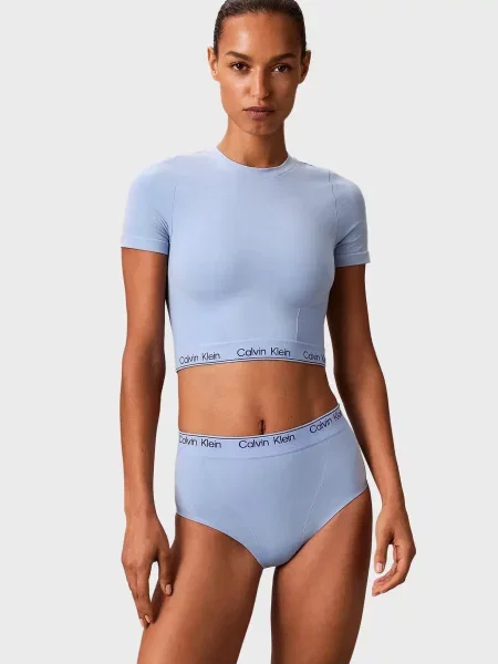 Короткий топ Calvin Klein з коротким рукавом блакитний