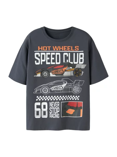 NAME IT Majica NKMSiddi Hotwheels sivkasto plava / narančasta / crvena bijela
