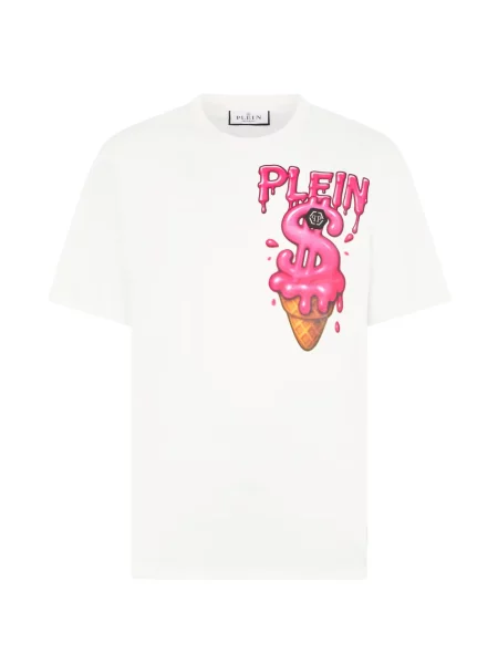 Tricou Philipp Plein cu decolteu rotund alb