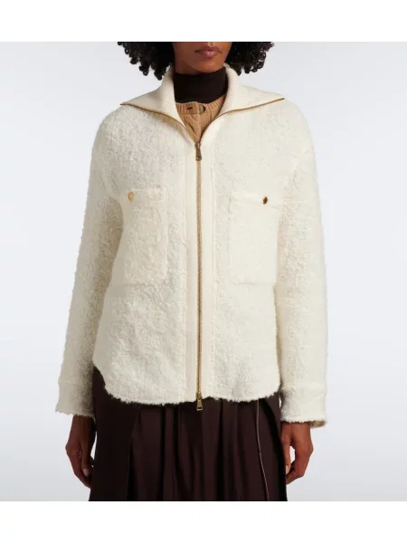 Bouclé geacă Moncler alb
