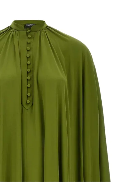 Rochie Tom Ford cu glugă asimetrică verde