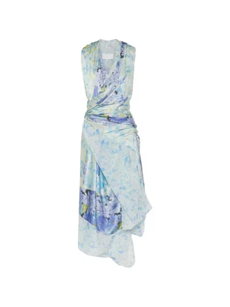 Rochie midi Maison Margiela cu model floral drapată albastru