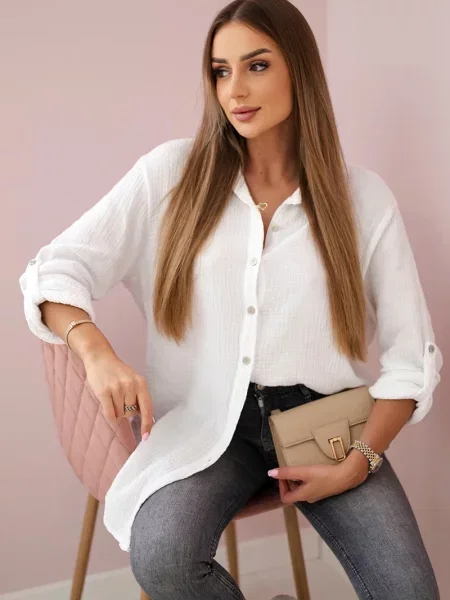 Cămașă Kesi Włoski din muselină alb