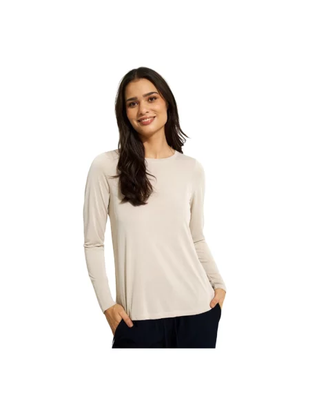 Długi top In Front z długim rękawem beżowy