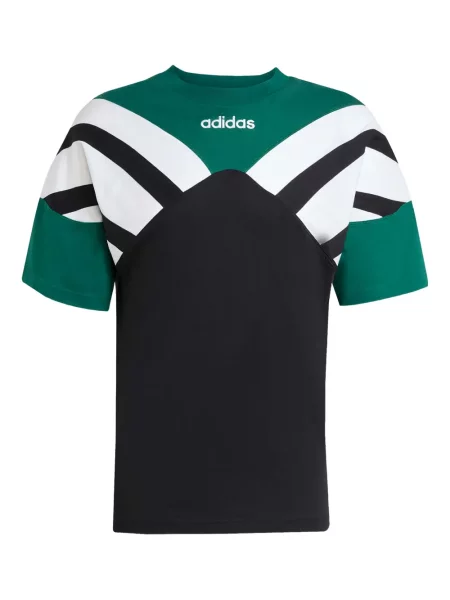 Tricou Adidas cu dungi din piele de căprioară negru