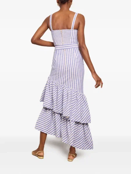 Maksi spódnica maxi Cara Cara w paski z falbankami niebieska