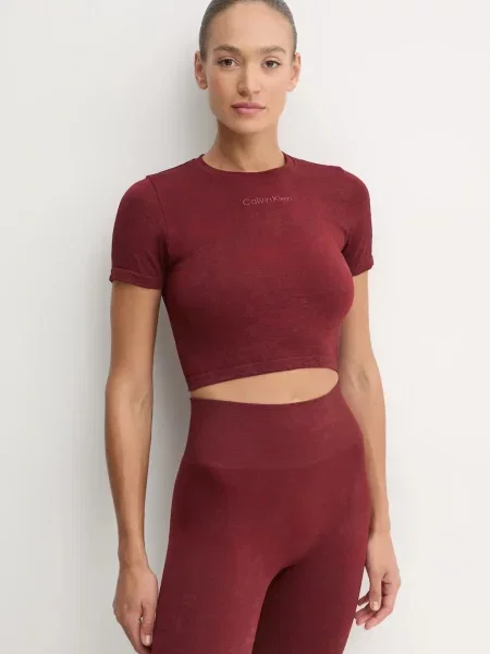 Тениска за трениране Calvin Klein Performance бордо