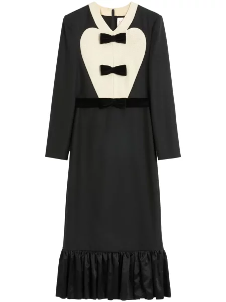 Rochie midi Valentino Garavani cu funde până la genunchi de costum negru