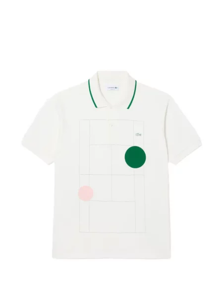 Tricou polo Lacoste cu imagine alb