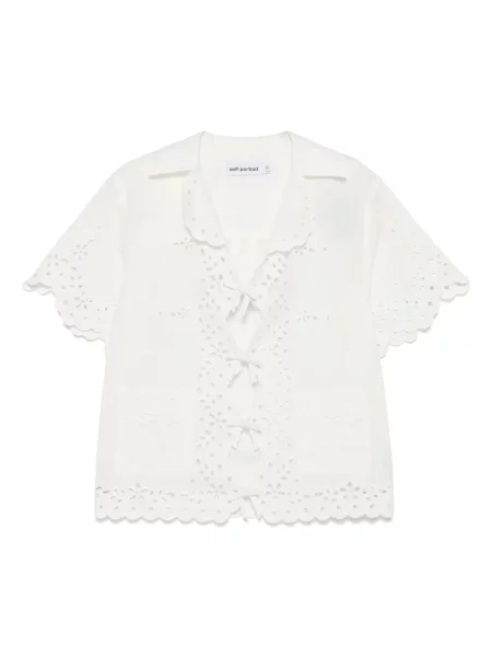 Cămașă Self-portrait cu broderie alb
