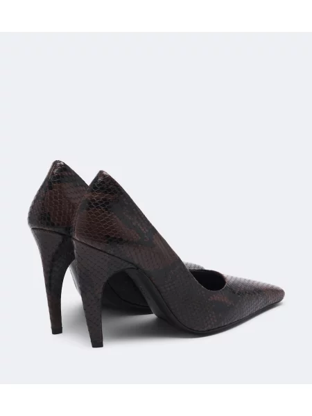 Pantofi cu toc Jude din piele cu model piele de șarpe maro