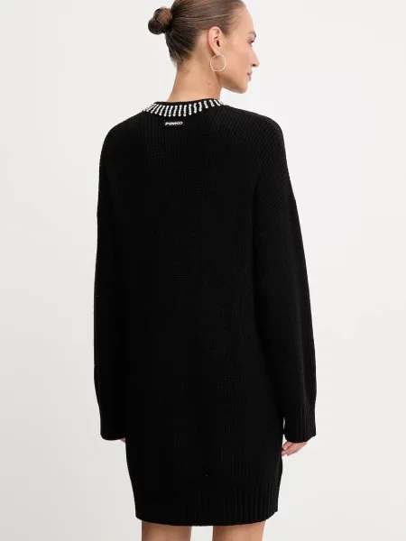 Шерстяное платье миди Pinko черное