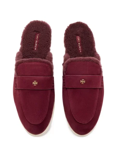 Papuci tip mules Tory Burch din piele de oaie roșu