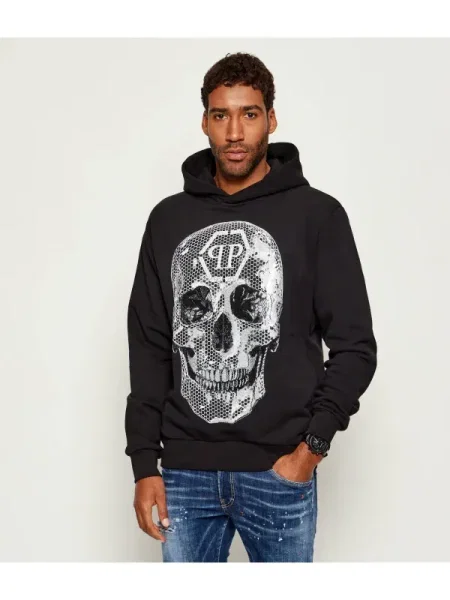 Philipp Plein Hanorac Skull | Oversize fit negru