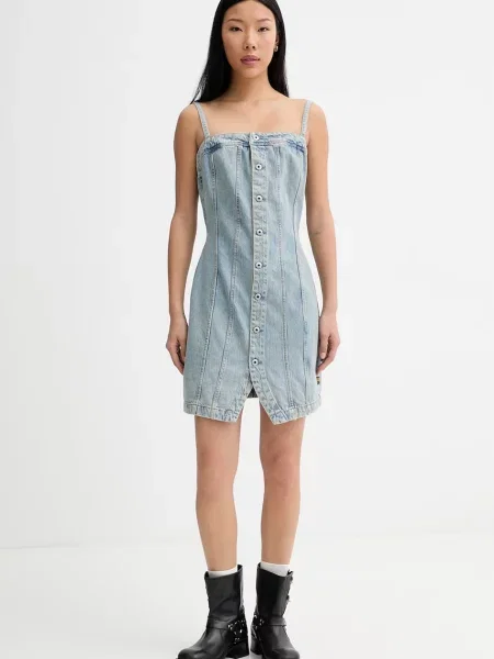 G-Star rochie din denim Kick Bustier albastru