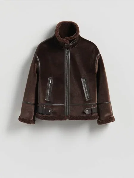 Reserved Куртка типу кожух темно коричневий