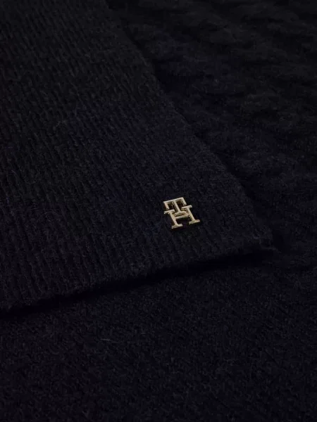 Tommy Hilfiger szalik z dodatkiem wełny gładki granatowy