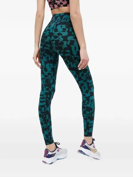 Leggings Casall cu imagine cu imprimeu abstract verde