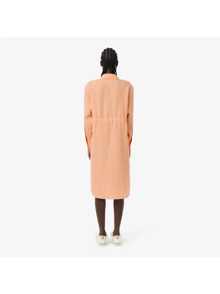 Lacoste Sukienka Koszulowa Oversize Z Mieszanki Lnu różowa