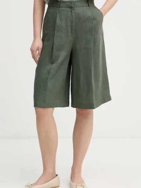 United Colors of Benetton pantaloni scurți pentru femei din in verde