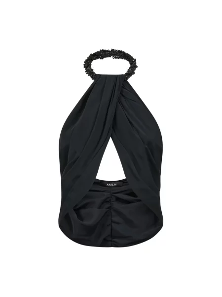 Top .amen. z dekoltem halter czarny