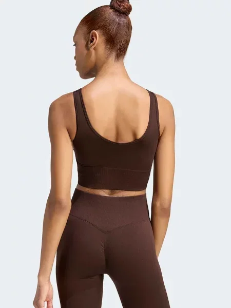 Adidas Športová podprsenka Essentials Seamless Bralette hnedá