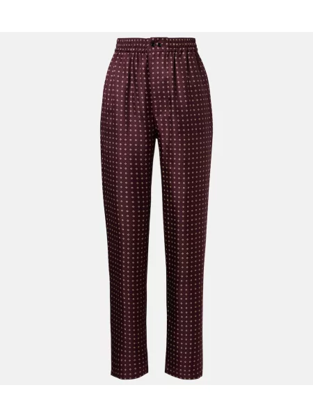 Pantaloni Saint Laurent din satin cu imagine bordo