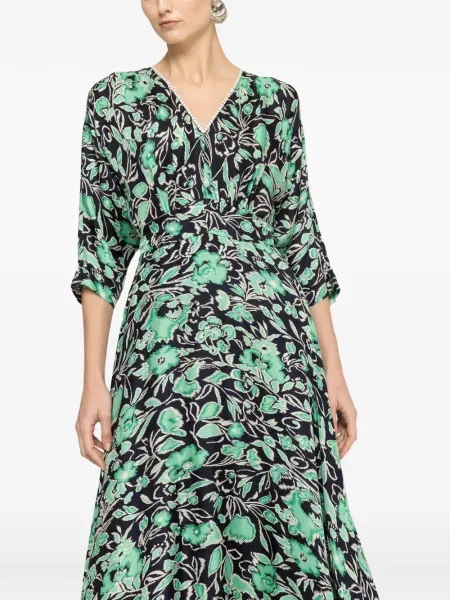 Rochie midi Nissa cu model floral cu imagine cu decolteu în V albastru