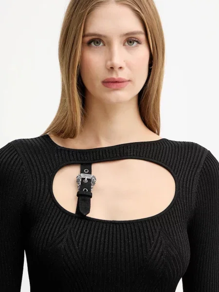 Мини джинсовое платье Versace Jeans Couture клеш черное