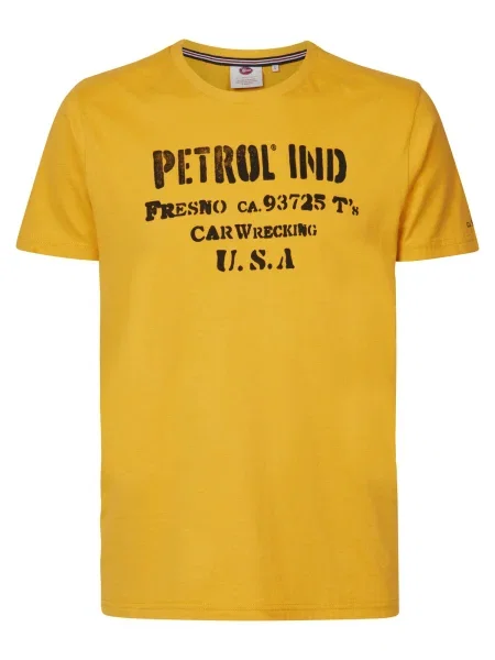 Petrol Industries Tricou galben curry / negru