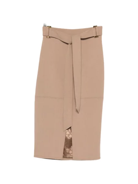 Fustă midi Elisabetta Franchi până la genunchi maro