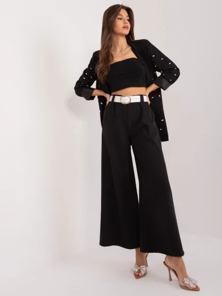 Pantaloni Fashionhunters elegante negru