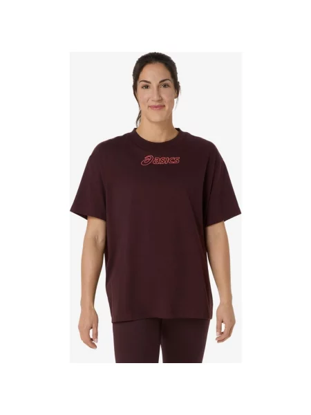 Koszulka ASICS Logo Basic granatowa z krótkim rękawem S czerwona