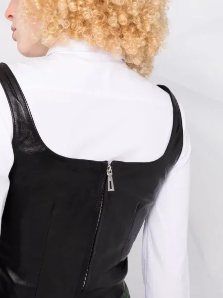 Decupat vestă Manokhi din piele negru